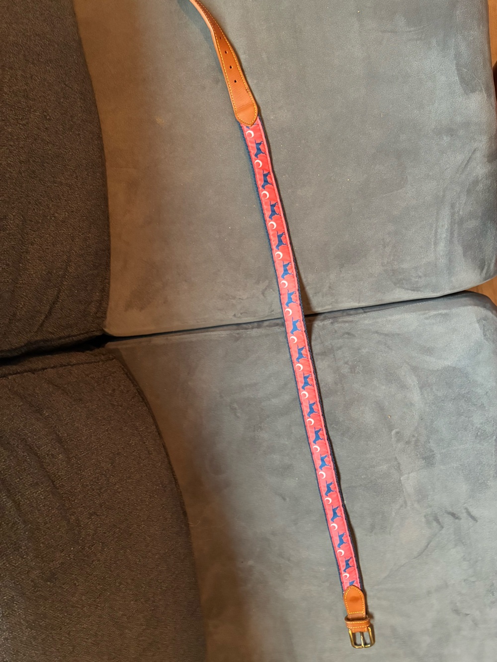 Simply Southern dog design Pink and Navy Woven Belt Sz 36